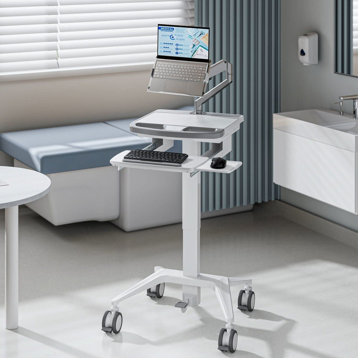 MedHub Mobile Workstation with Laptop Arm - MedHub Mobile Workstation with Laptop Arm - Mount-It! - MI-16017