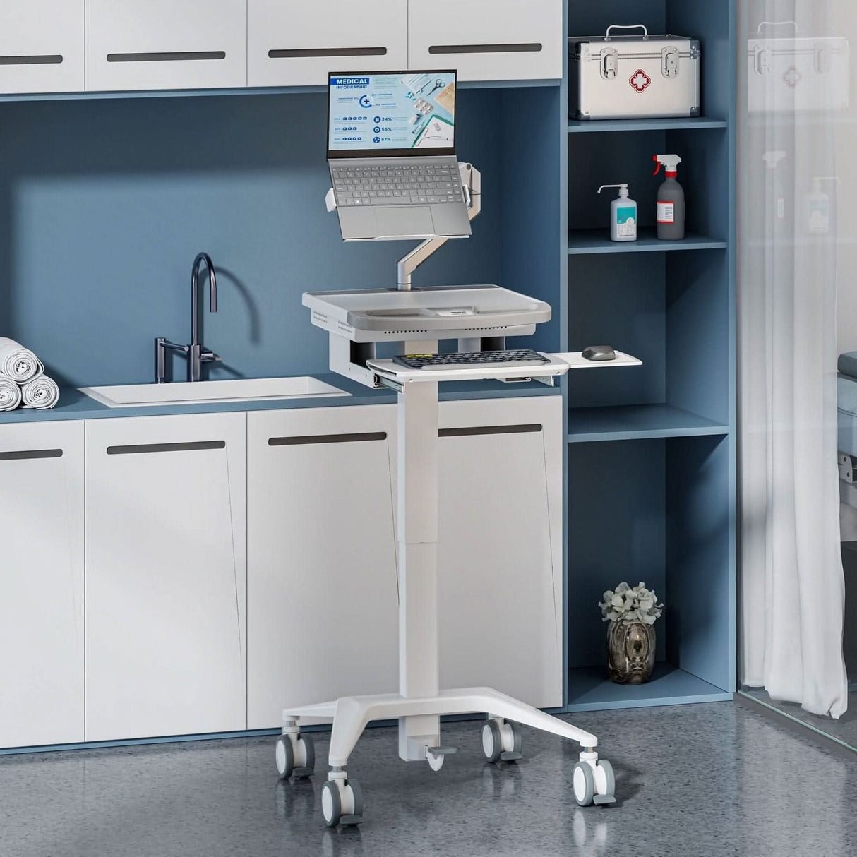 - MedHub Mobile Workstation with Laptop Arm - Mount-It! - MI-16017