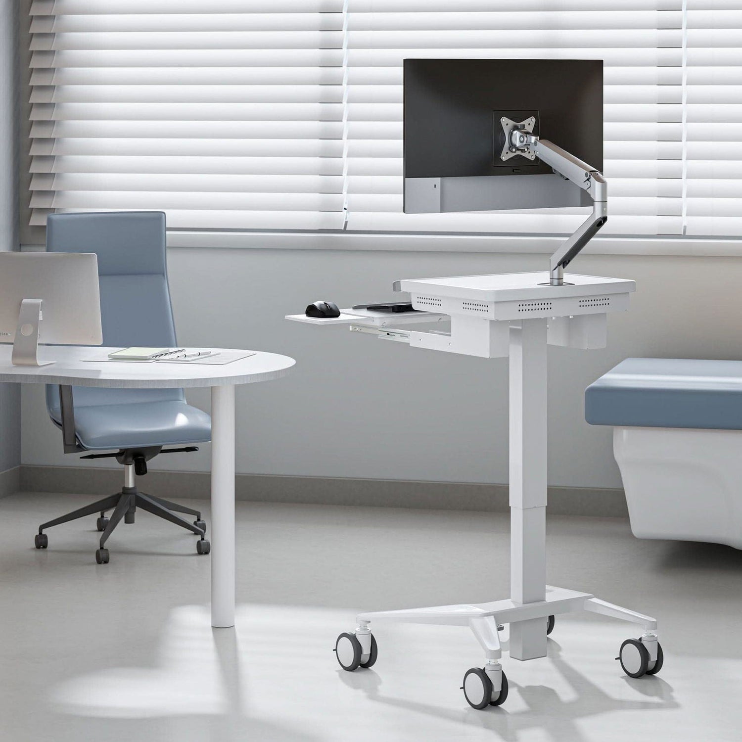 - MedHub Mobile Workstation with Monitor Arm - Mount-It! - MI-16016