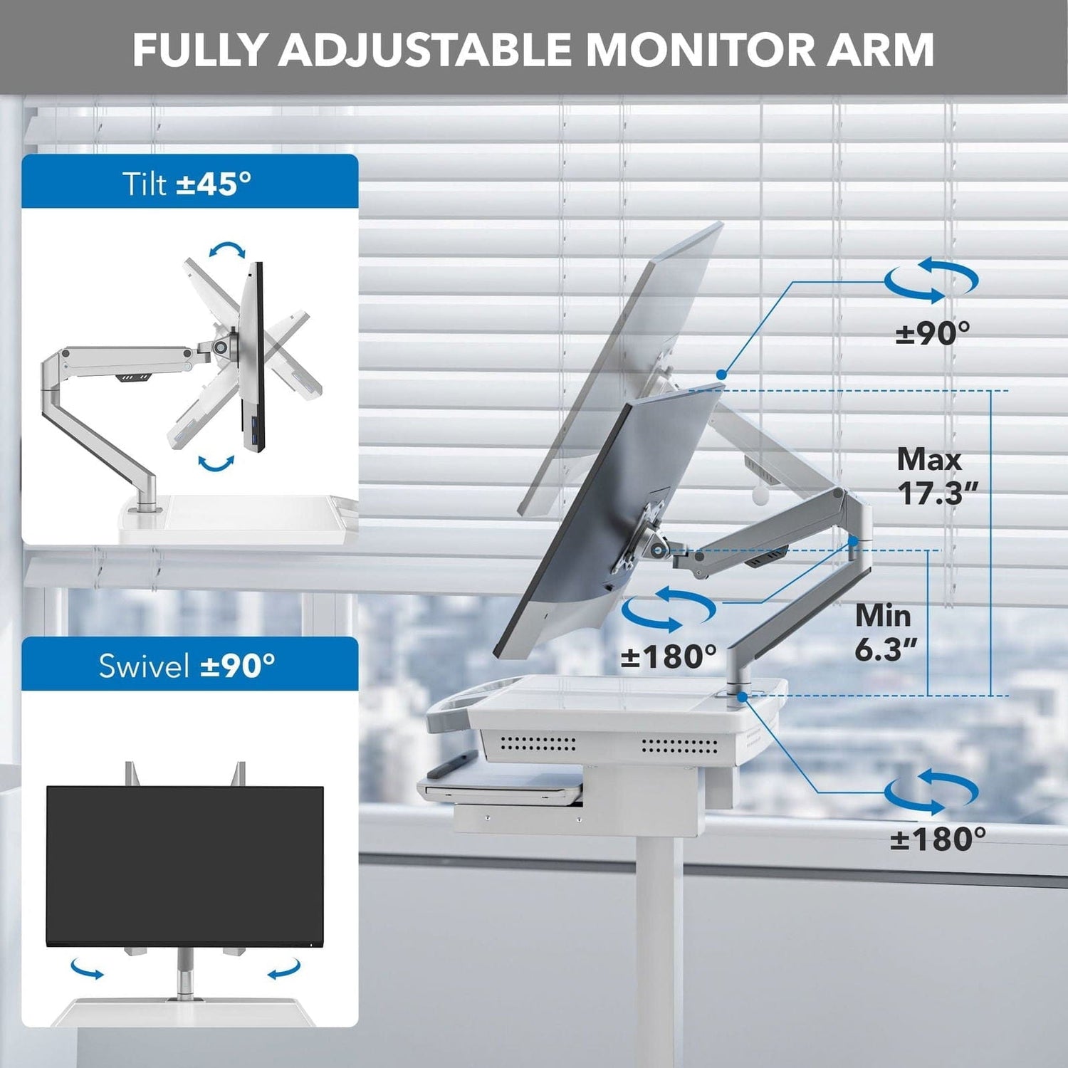 - MedHub Mobile Workstation with Monitor Arm - Mount-It! - MI-16016