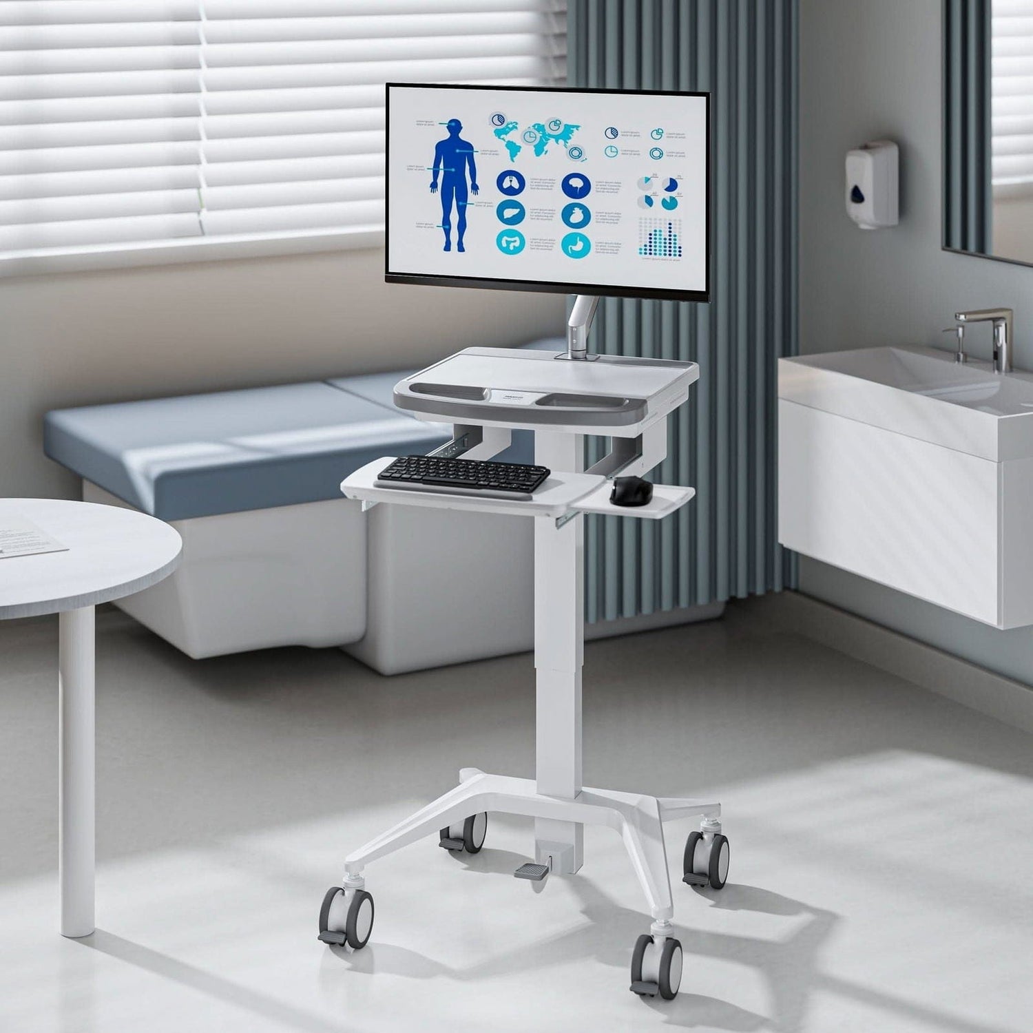 - MedHub Mobile Workstation with Monitor Arm - Mount-It! - MI-16016