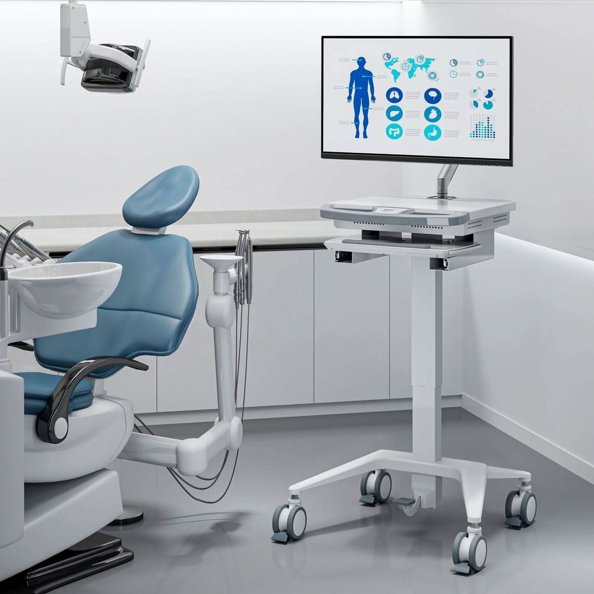 - MedHub Mobile Workstation with Monitor Arm - Mount-It! - MI-16016