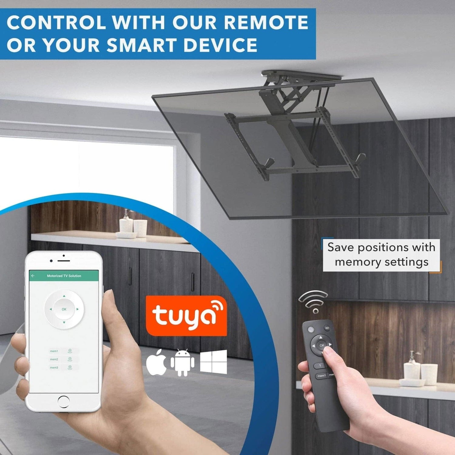 TV Mount - Motorized Ceiling TV Mount with Remote and App Controller - Mount-It! -