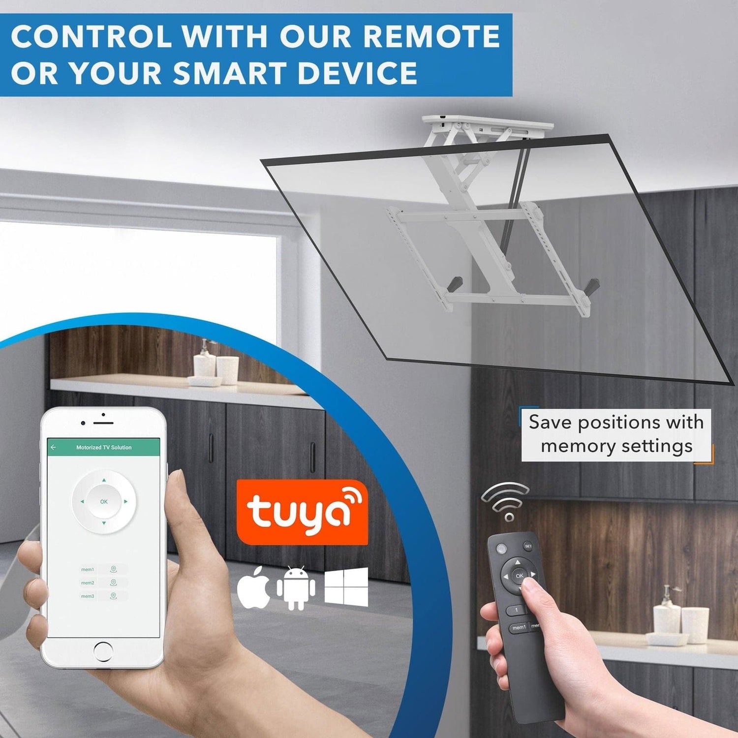 TV Mount - Motorized Ceiling TV Mount with Remote and App Controller - Mount-It! -