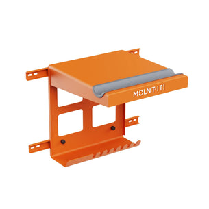 Orange Bicycle Mount - WheelsUp Series Bike Wall Mount with Shelf and Hooks - Mount-It! - MI-9020_ORG Orange Bicycle Mount - WheelsUp Series Bike Wall Mount with Shelf and Hooks - Mount-It! - MI-9020_ORG