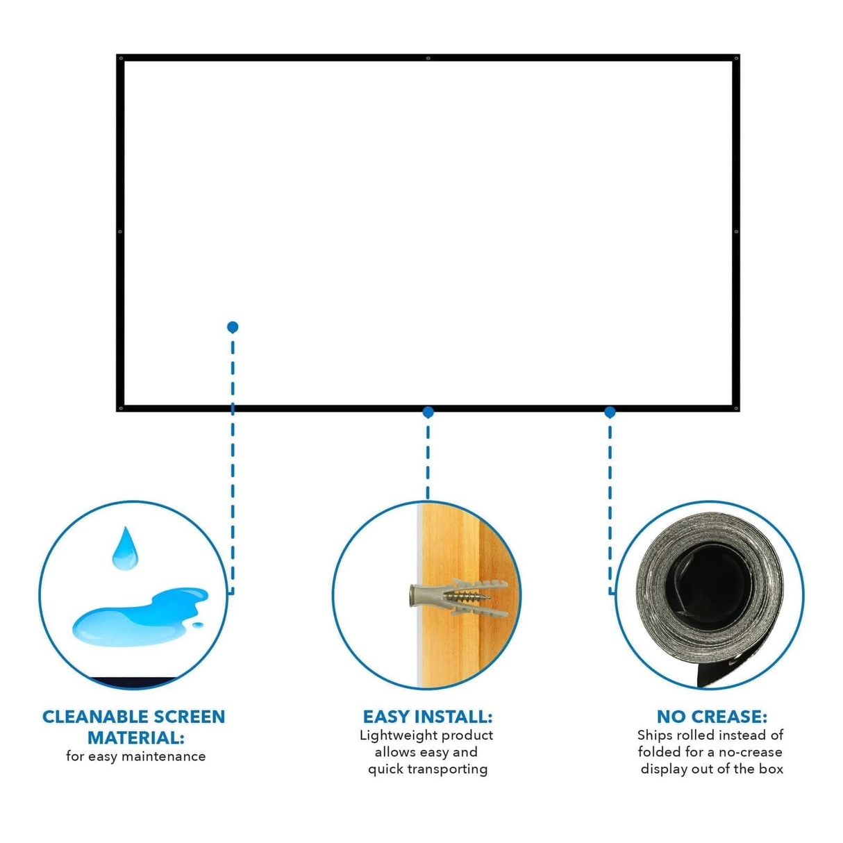 Portable Projector 100" Screen for Indoor and Outdoor Projection Projector Mount - Portable Projector 100" Screen for Indoor and Outdoor Projection - Mount-It! - MI-640