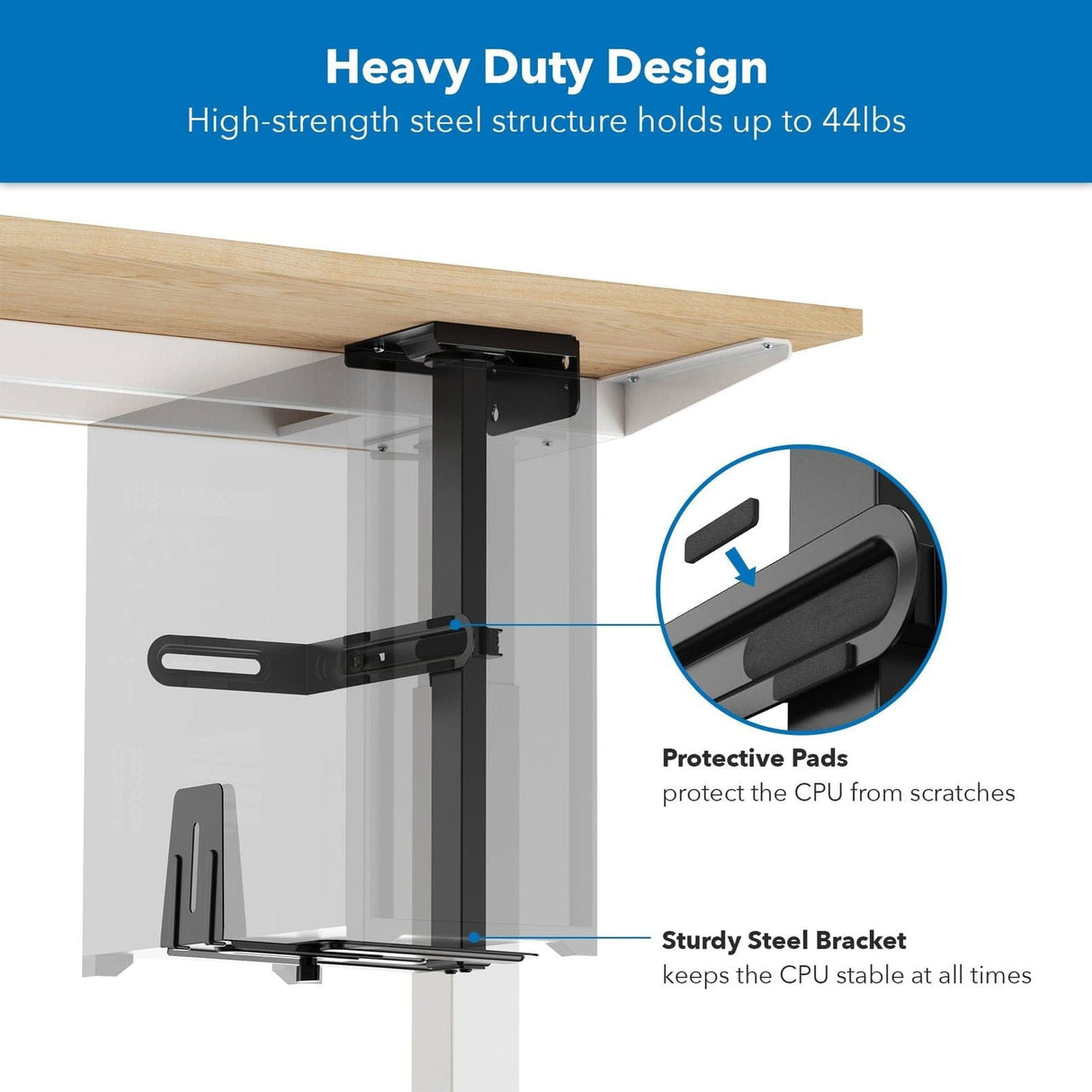 Rotating Heavy-Duty Under Desk / Wall CPU Mount CPU Holder - Rotating Heavy-Duty Under Desk / Wall CPU Mount - Mount-It! - MI-7170