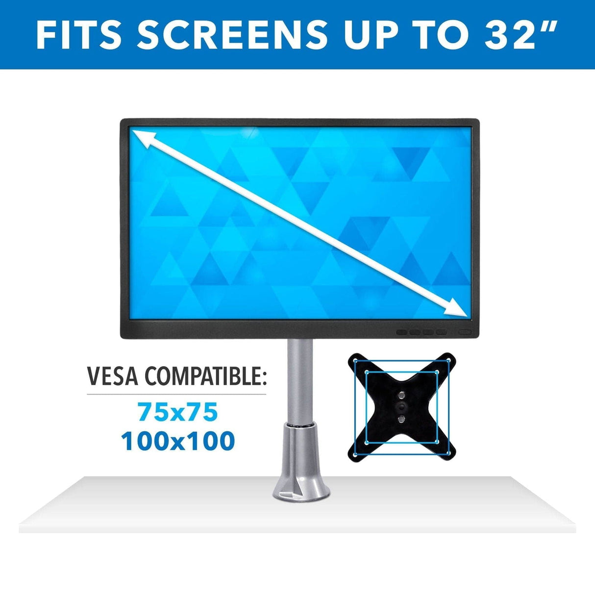 Adjustable Single Monitor Desk Mount Silver Monitor Mount - Adjustable Single Monitor Desk Mount - Mount-It! - MI-32111