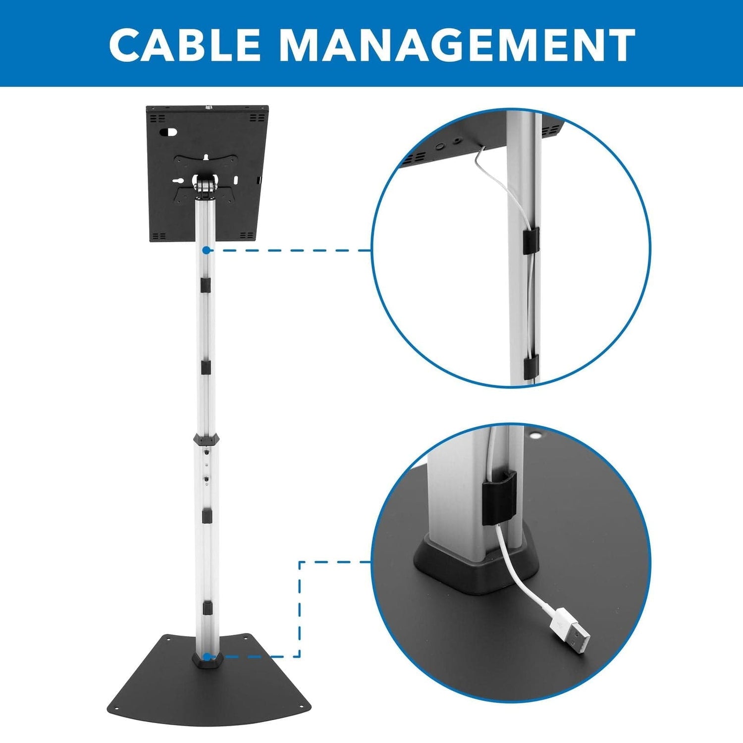 Silver Tablet Stand - Anti-Theft Tablet Floor Stand with Height Adjustment - Mount-It! - MI-3783_G10