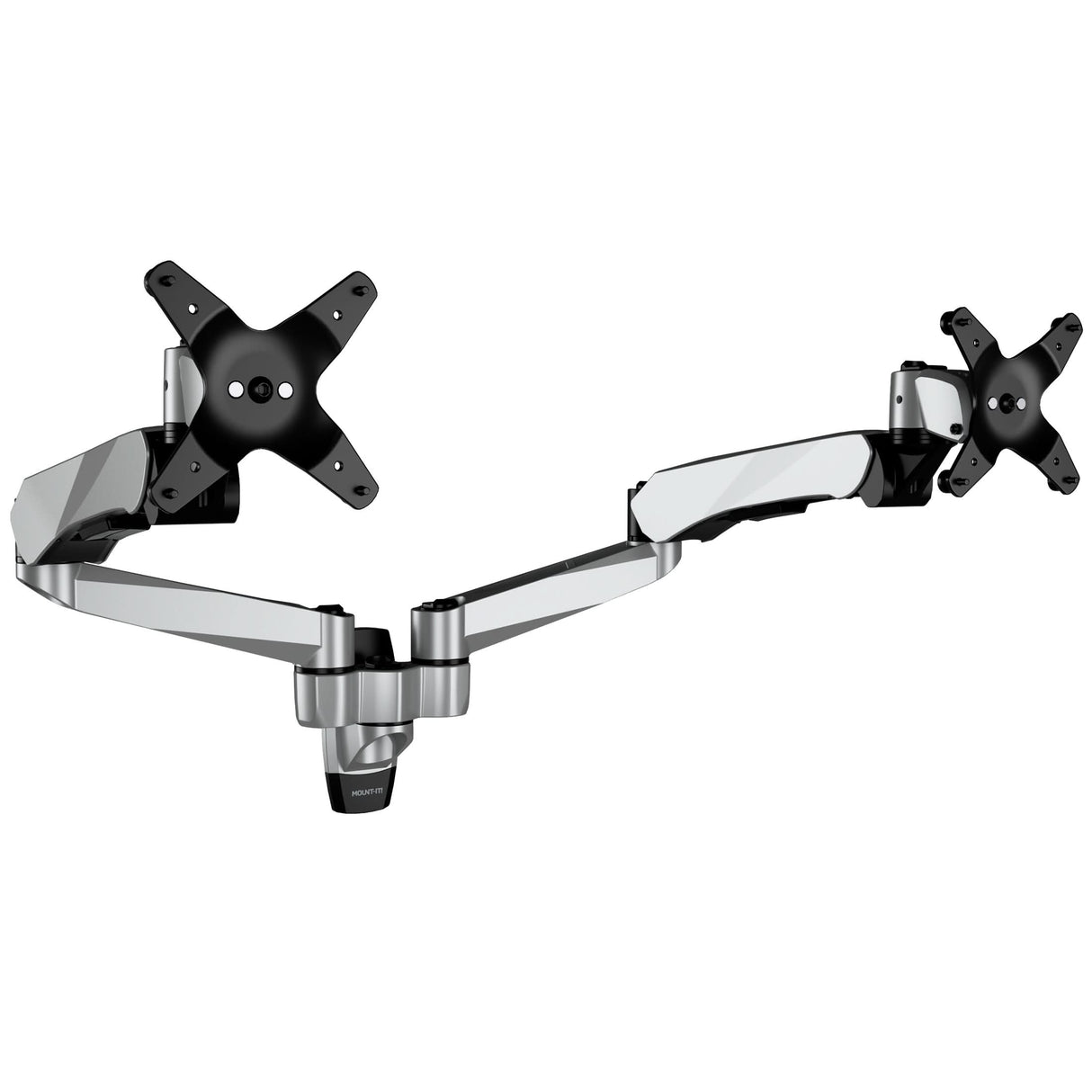 Silver Monitor Mount - CLiX Series Full Motion Dual Monitor Wall Mount with Gas Spring Arms - Mount-It! - MI-45114