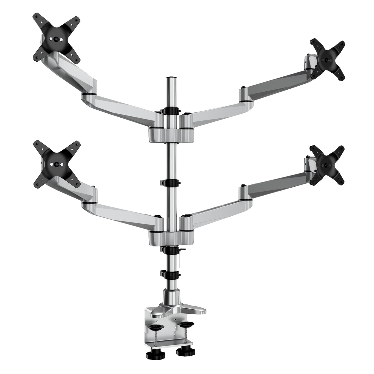 Full Motion Quad Monitor Desk Mount Silver Monitor Mount - CLiX Series Full Motion Quad Monitor Desk Mount - Mount-It! - MI-63156