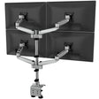 Full Motion Quad Monitor Desk Mount Silver Monitor Mount - CLiX Series Full Motion Quad Monitor Desk Mount - Mount-It! - MI-63156