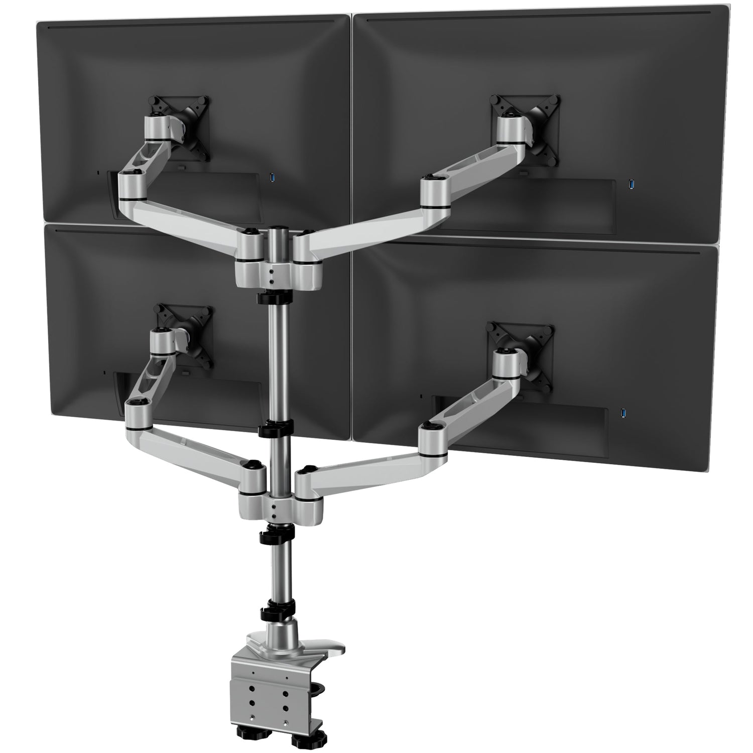 Silver Monitor Mount - CLiX Series Full Motion Quad Monitor Desk Mount - Mount-It! - MI-63156