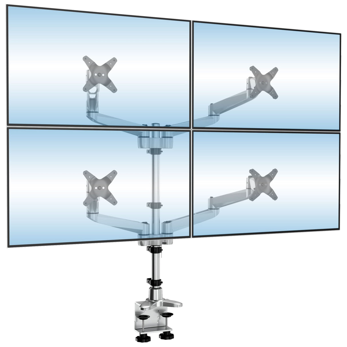 Silver Monitor Mount - CLiX Series Full Motion Quad Monitor Desk Mount - Mount-It! - MI-63156