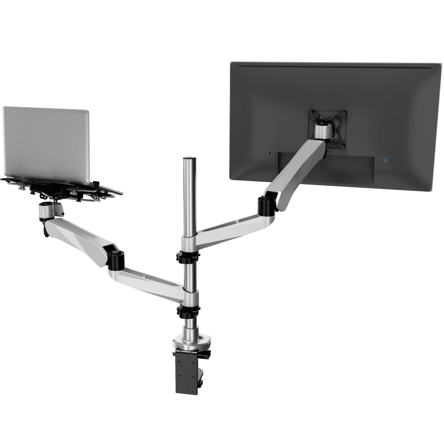 Silver Monitor Mount - CLiX Series Full Motion Single Monitor + Laptop Mount with Cooling Fan - Mount-It! - MI-75816