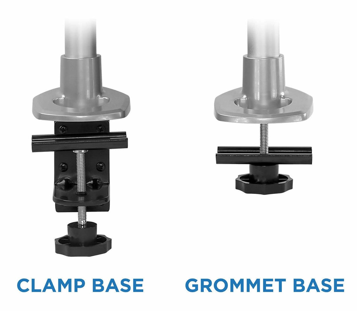 Silver Monitor Mount - Compact Single Monitor Desk Mount - Clamp and Grommet - Mount-It! - MI-31116