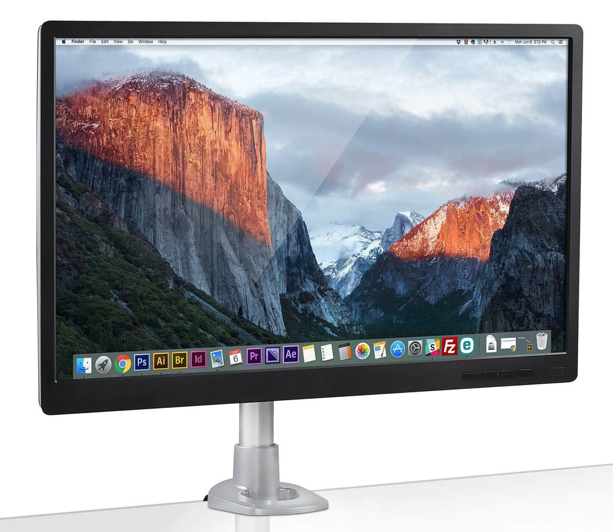 Compact Single Monitor Desk Mount -  Clamp and Grommet Silver Monitor Mount - Compact Single Monitor Desk Mount -  Clamp and Grommet - Mount-It! - MI-31116