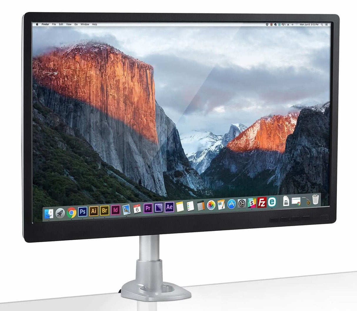 Silver Monitor Mount - Compact Single Monitor Desk Mount - Clamp and Grommet - Mount-It! - MI-31116