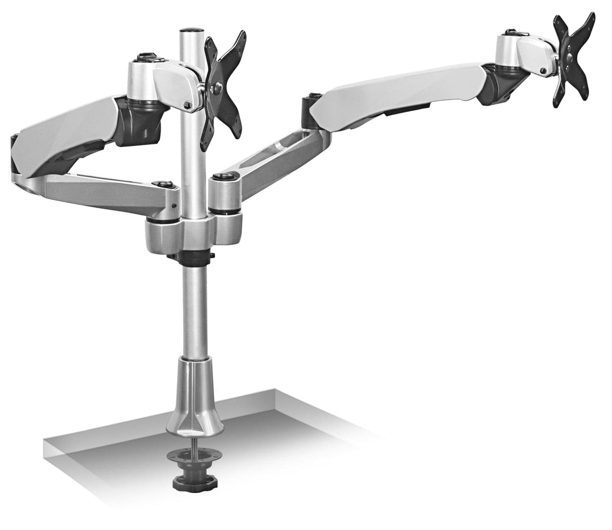 Extra-Tall Dual Spring Arm Adjustable Monitor Desk Mount Silver Monitor Mount - Extra-Tall Dual Spring Arm Adjustable Monitor Desk Mount - Mount-It! - MI-45111