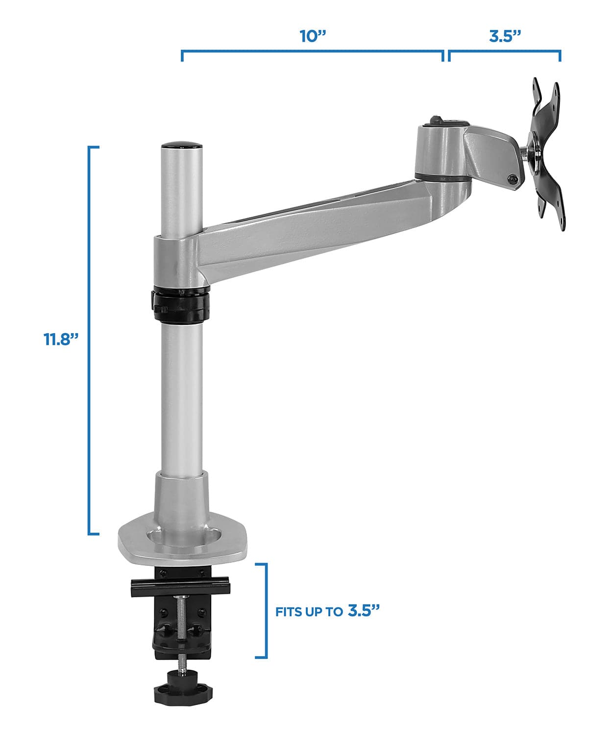 Silver Monitor Mount - Full Motion Monitor Desk Mount - Clamp and grommet - Mount-It! - MI-32116