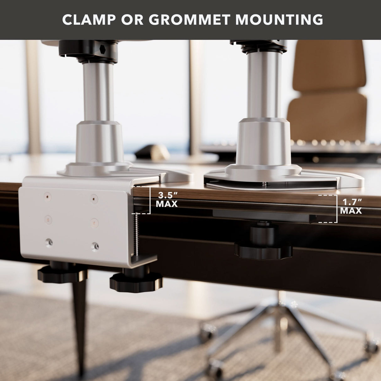 Silver Monitor Mount - Full Motion Quad Monitor Desk Mount with Gas Spring Arms - Mount-It! - MI-65156