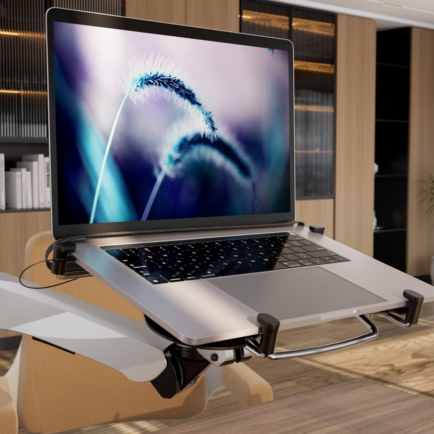 Silver Monitor Mount - Full Motion Single Monitor + Laptop Mount with Cooling Fan - Mount-It! - MI-75816