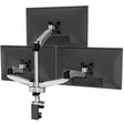 Full Motion Triple Pyramid Monitor Desk Mount with Gas Spring Arms Silver Monitor Mount - Full Motion Triple Pyramid Monitor Desk Mount with Gas Spring Arms - Mount-It! - MI-55116