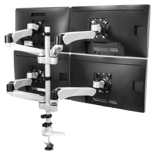 Silver Monitor Mount - Quad Monitor Desk Mount - Mount-It! - MI-65151 Silver Monitor Mount - Quad Monitor Desk Mount - Mount-It! - MI-65151