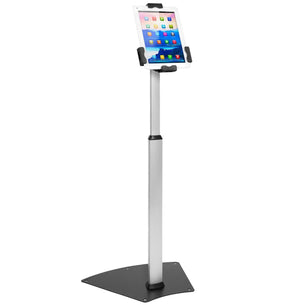 Silver Tablet Stand - Secure Universal Tablet Floor Stand with Lock - Mount-It! - MI-3786 Silver Tablet Stand - Secure Universal Tablet Floor Stand with Lock - Mount-It! - MI-3786