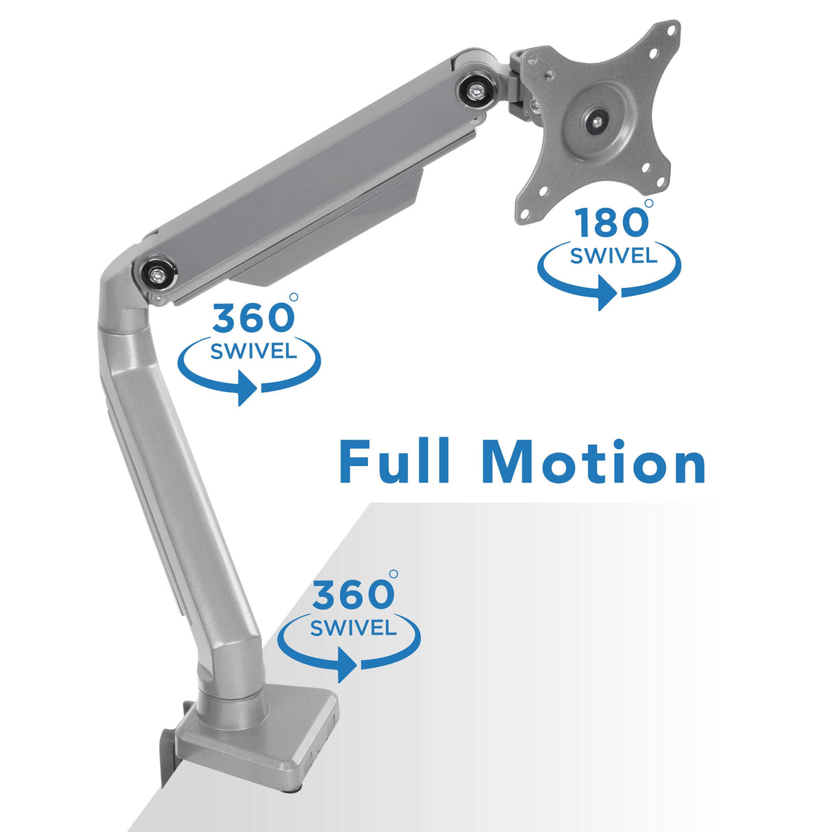 Single Monitor Desk Mount Silver Monitor Mount - Single Monitor Desk Mount - Mount-It! - MI-2761