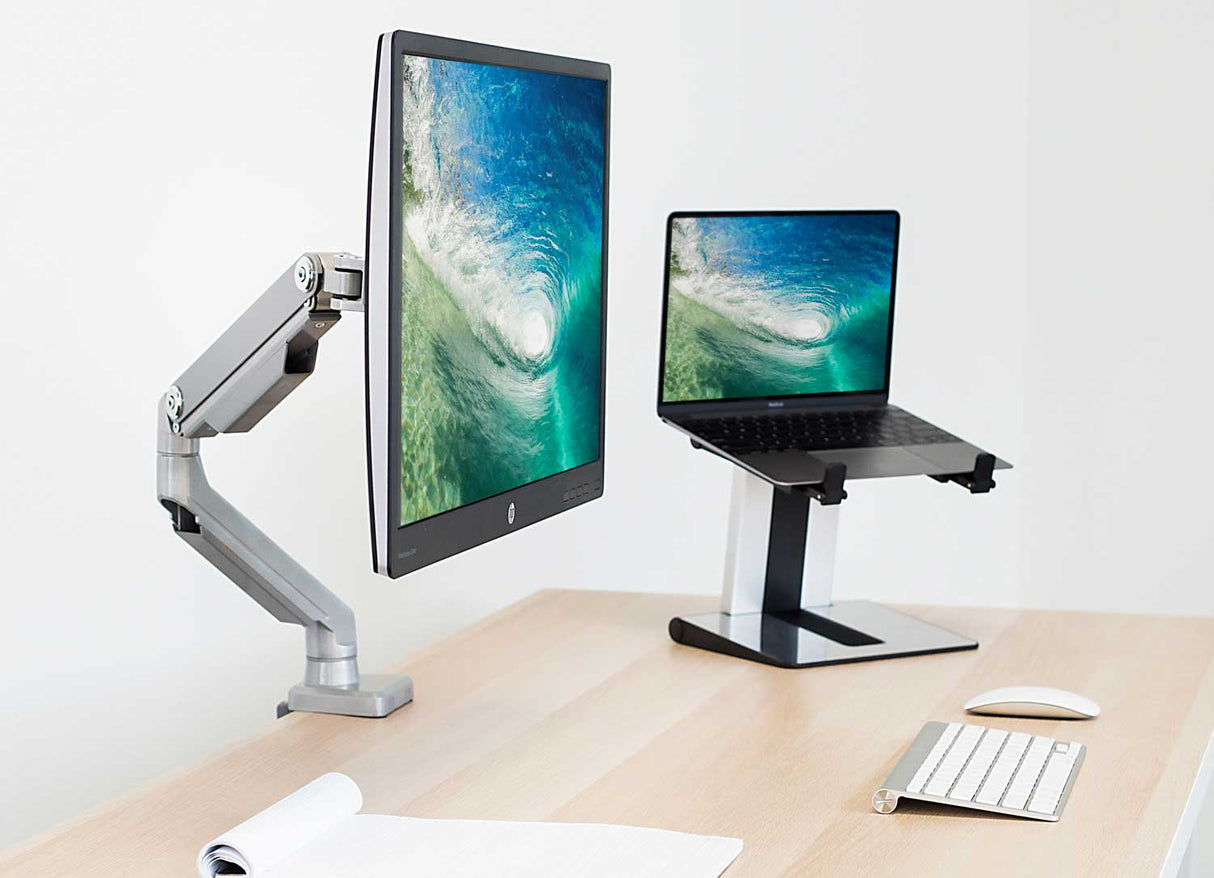 Single Monitor Desk Mount Silver Monitor Mount - Single Monitor Desk Mount - Mount-It! - MI-2761
