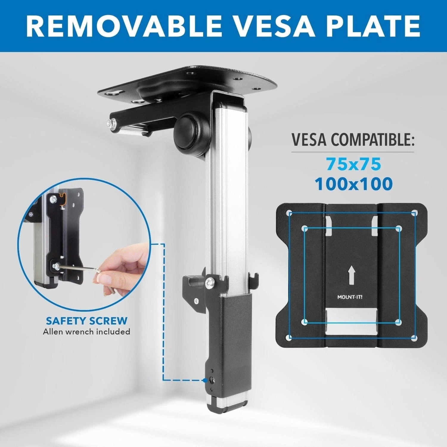 Silver TV Mount - Under Cabinet & Ceiling TV Mount - Mount-It! - MI-4211