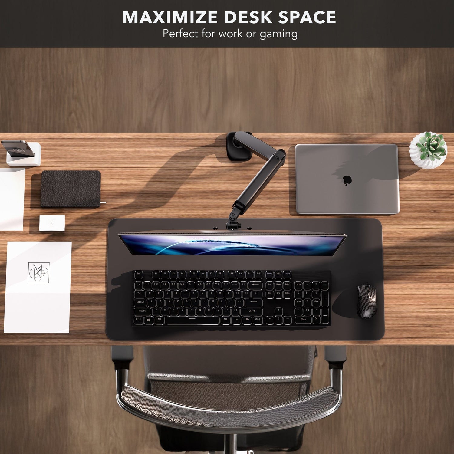 Monitor Mount - Single Monitor Desk Mount with Gas Spring Arm - Mount-It! - MI-1881BLK