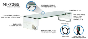 Monitor Risers - Tempered Glass & Aluminum Monitor Stand with USB - Mount-It! - MI-7265 Monitor Risers - Tempered Glass & Aluminum Monitor Stand with USB - Mount-It! - MI-7265