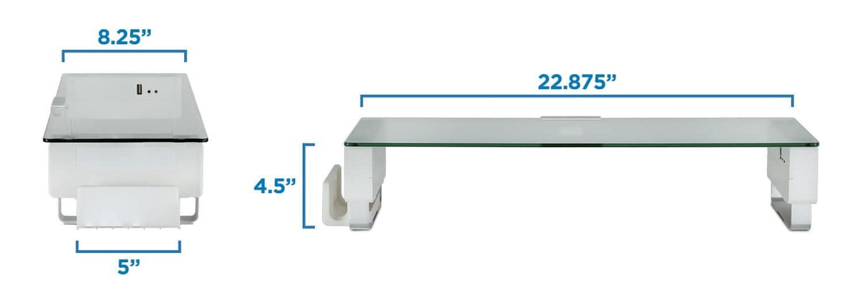 Monitor Risers - Tempered Glass & Aluminum Monitor Stand with USB - Mount-It! - MI-7265