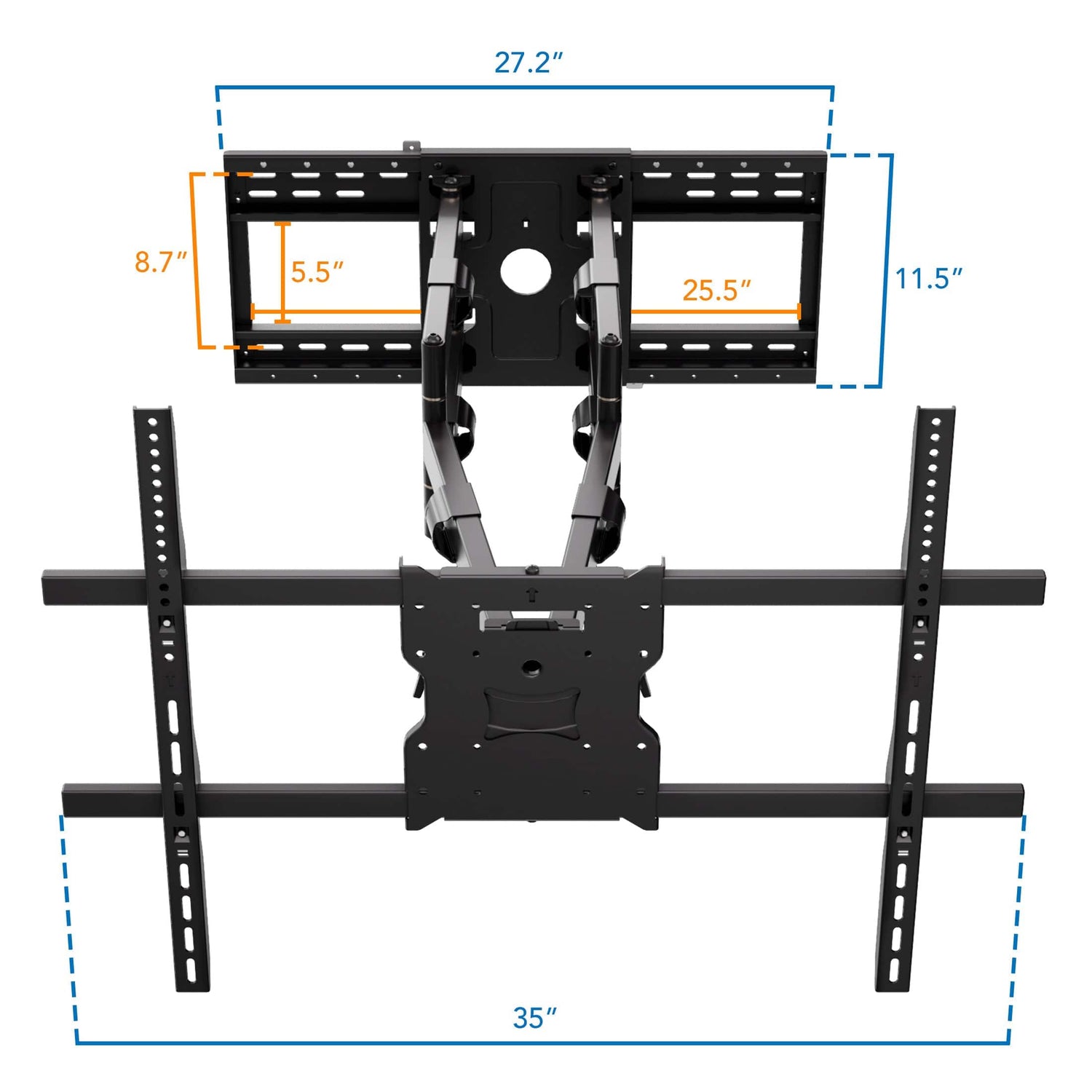 Full Motion Weatherproof TV Wall Mount The Beast - MI-400 - Dimensions
