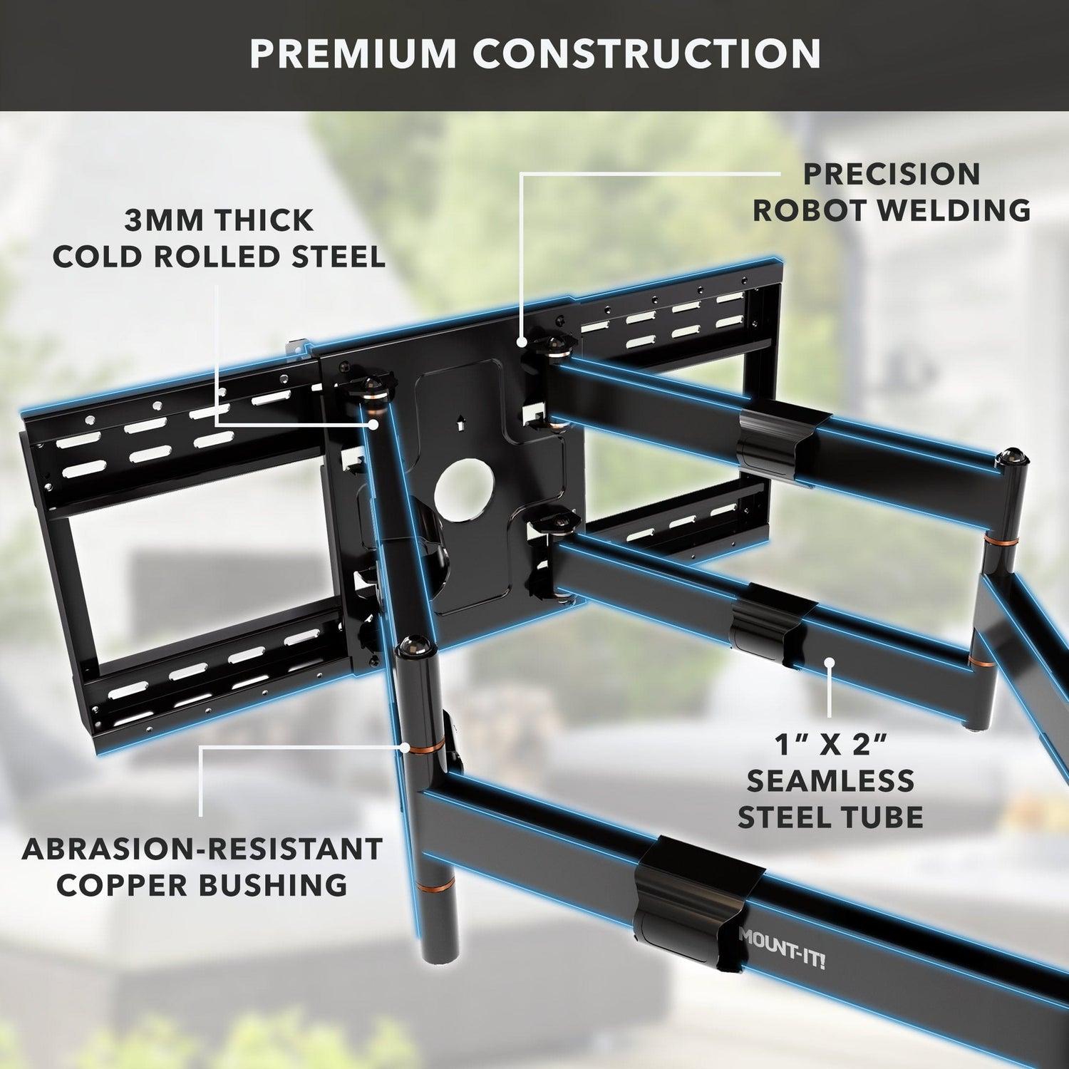 Full Motion Weatherproof TV Wall Mount The Beast - close-up of premium materials
