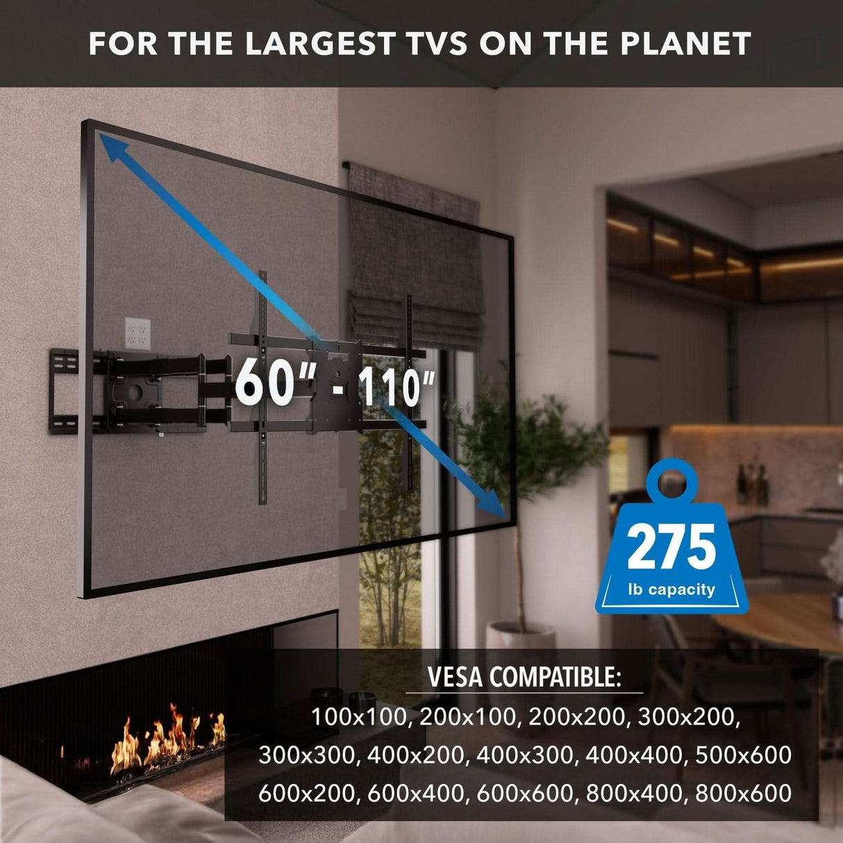 TV Mount - The Beast Heavy Duty Full Motion TV Wall Mount With Extra Long Extension - Mount-It! - MI-394