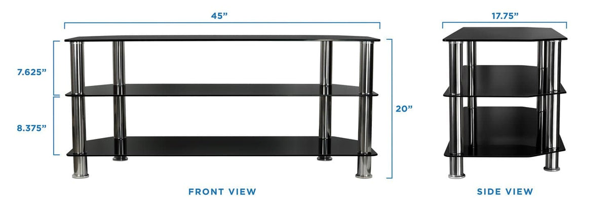 Three Tempered Glass Shelf TV Stand TV Stand - Three Tempered Glass Shelf TV Stand - Mount-It! - MI-880