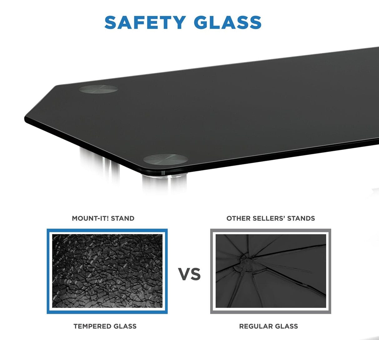 Three Tempered Glass Shelf TV Stand TV Stand - Three Tempered Glass Shelf TV Stand - Mount-It! - MI-880