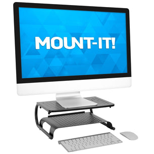 Monitor Risers - Two Tier Monitor Stand with Shelf - Mount-It! - MI-7361 Monitor Risers - Two Tier Monitor Stand with Shelf - Mount-It! - MI-7361