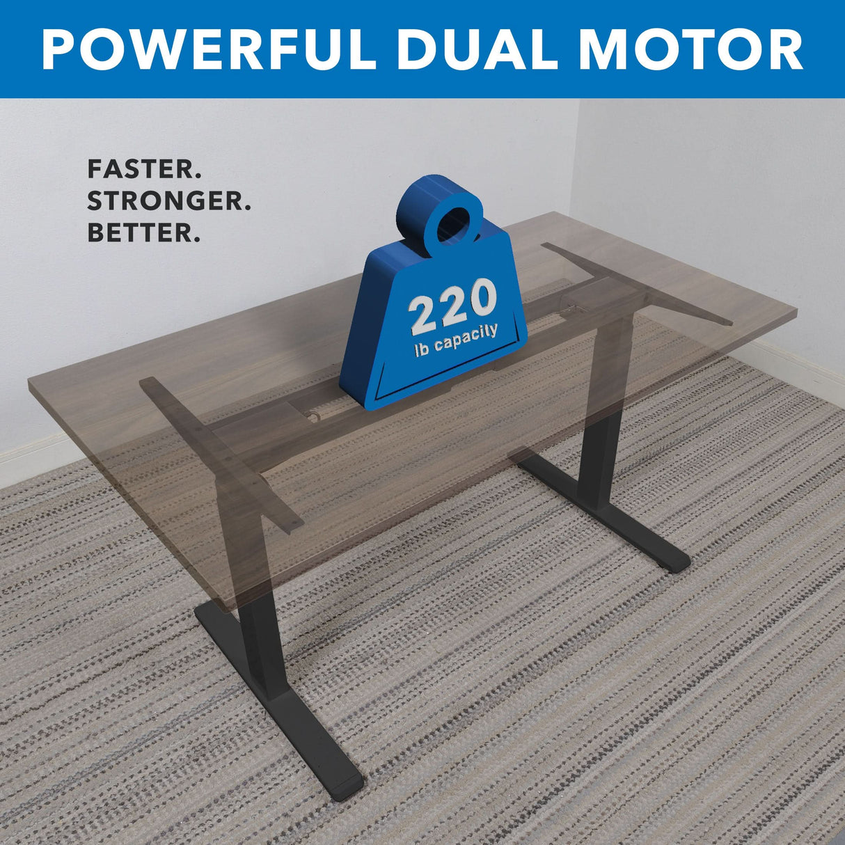 Ultimate Dual Motor Electric Standing Desk with 55" Tabletop Standing Desk - Ultimate Dual Motor Electric Standing Desk with 55" Tabletop - Black Base - Mount-It! -