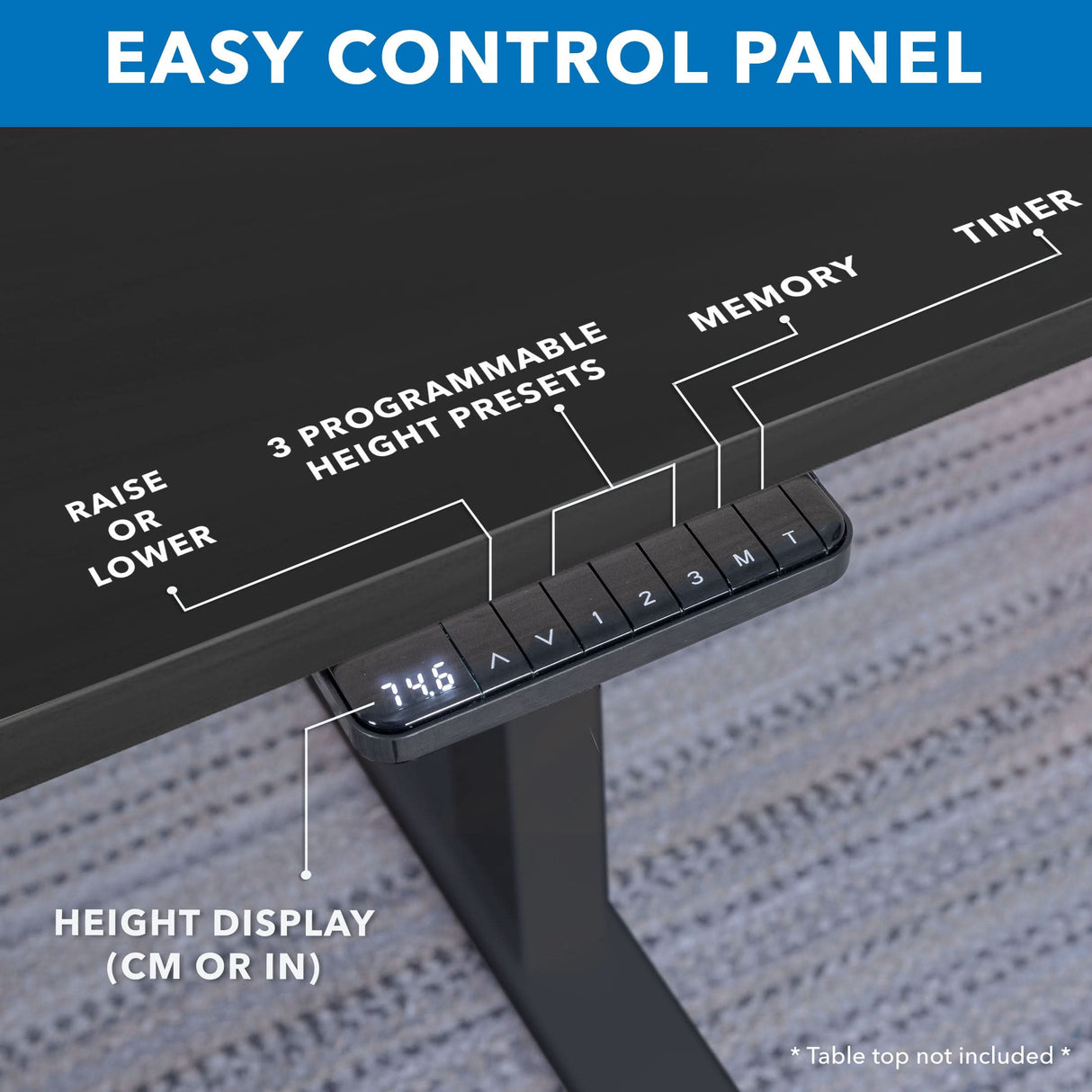 Ultimate Dual Motor Electric Standing Desk with 55" Tabletop Standing Desk - Ultimate Dual Motor Electric Standing Desk with 55" Tabletop - Black Base - Mount-It! -
