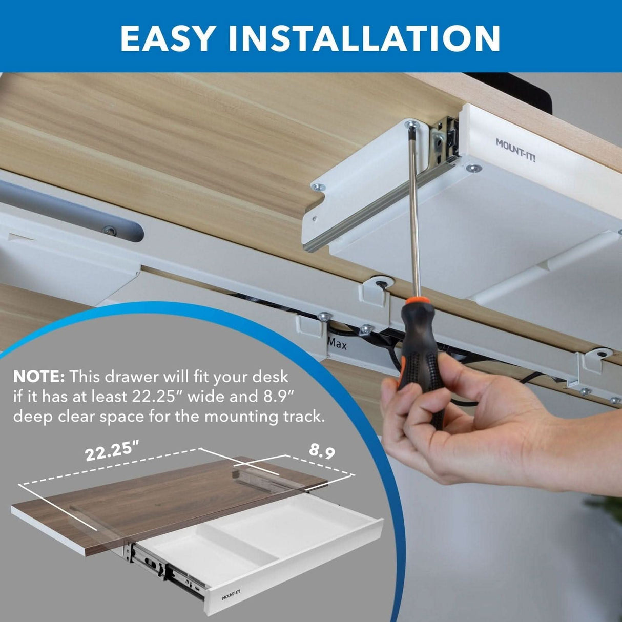 Desk Accessories - Under Desk Drawer - Shallow - Mount-It! -