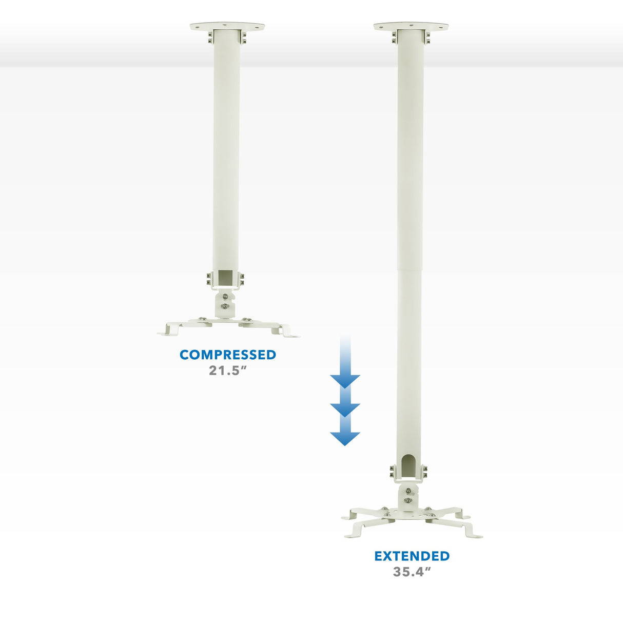 Universal Projector Ceiling Mount - 21.5" to 35.4" Height Adjustment Projector Mount - Universal Projector Ceiling Mount - 21.5" to 35.4" Height Adjustment - Mount-It! - MI-606L