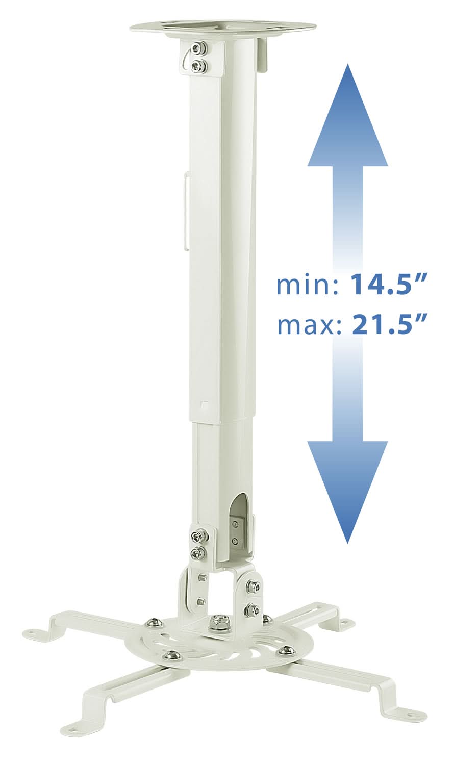 Universal Projector Ceiling Mount - 15" to 22.8" Height Adjustment Projector Mount - Universal Projector Ceiling Mount - White - Mount-It! - MI-606B