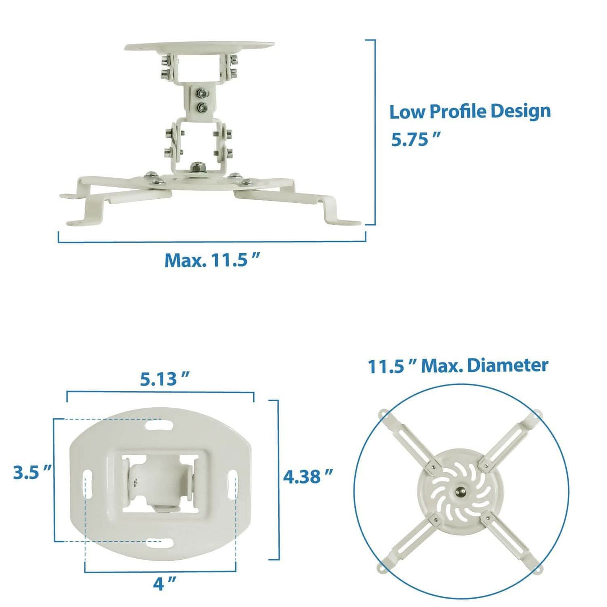 Projector Mount - Universal Projector Ceiling Mount - White - Mount-It! - MI-606S