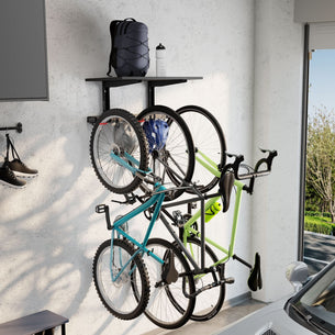Bicycle Mount - WheelsUp Series Bike Wall Mount with Shelf for 3 Bikes - Mount-It! - MI-9023 Bicycle Mount - WheelsUp Series Bike Wall Mount with Shelf for 3 Bikes - Mount-It! - MI-9023