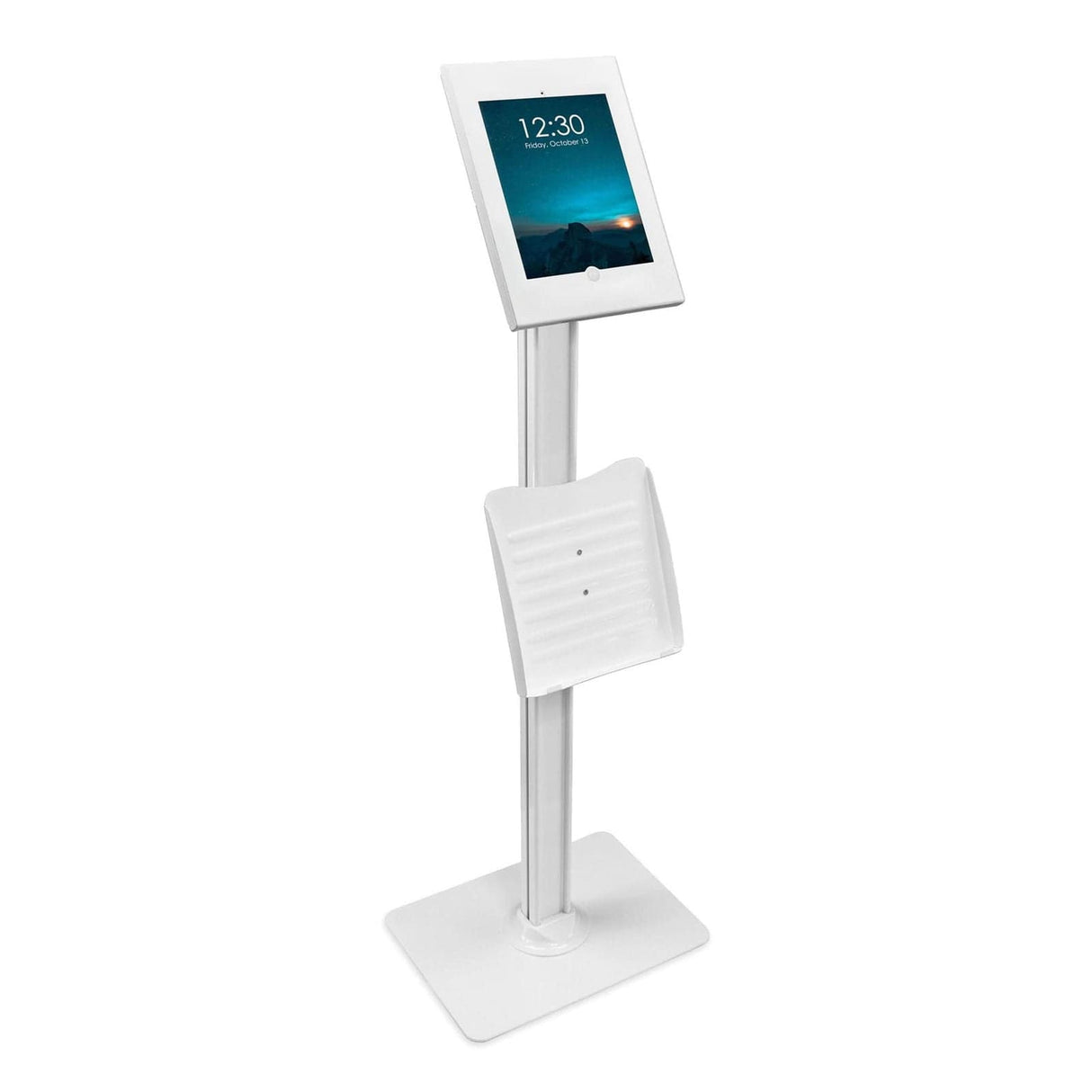 Anti-Theft Tablet Kiosk with Document Holder for iPad, iPad Air, iPad Pro White Tablet Stand - Anti-Theft Tablet Kiosk with Document Holder for iPad, iPad Air, iPad Pro - Mount-It! - MI-3770W_G10
