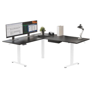 White / Black Standing Desk - XL Electric Height Adjustable Corner Standing Desk - Mount-It! - MI-15027 White / Black Standing Desk - XL Electric Height Adjustable Corner Standing Desk - Mount-It! - MI-15027